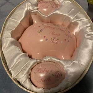 Baby girls first piggy bank & accessories